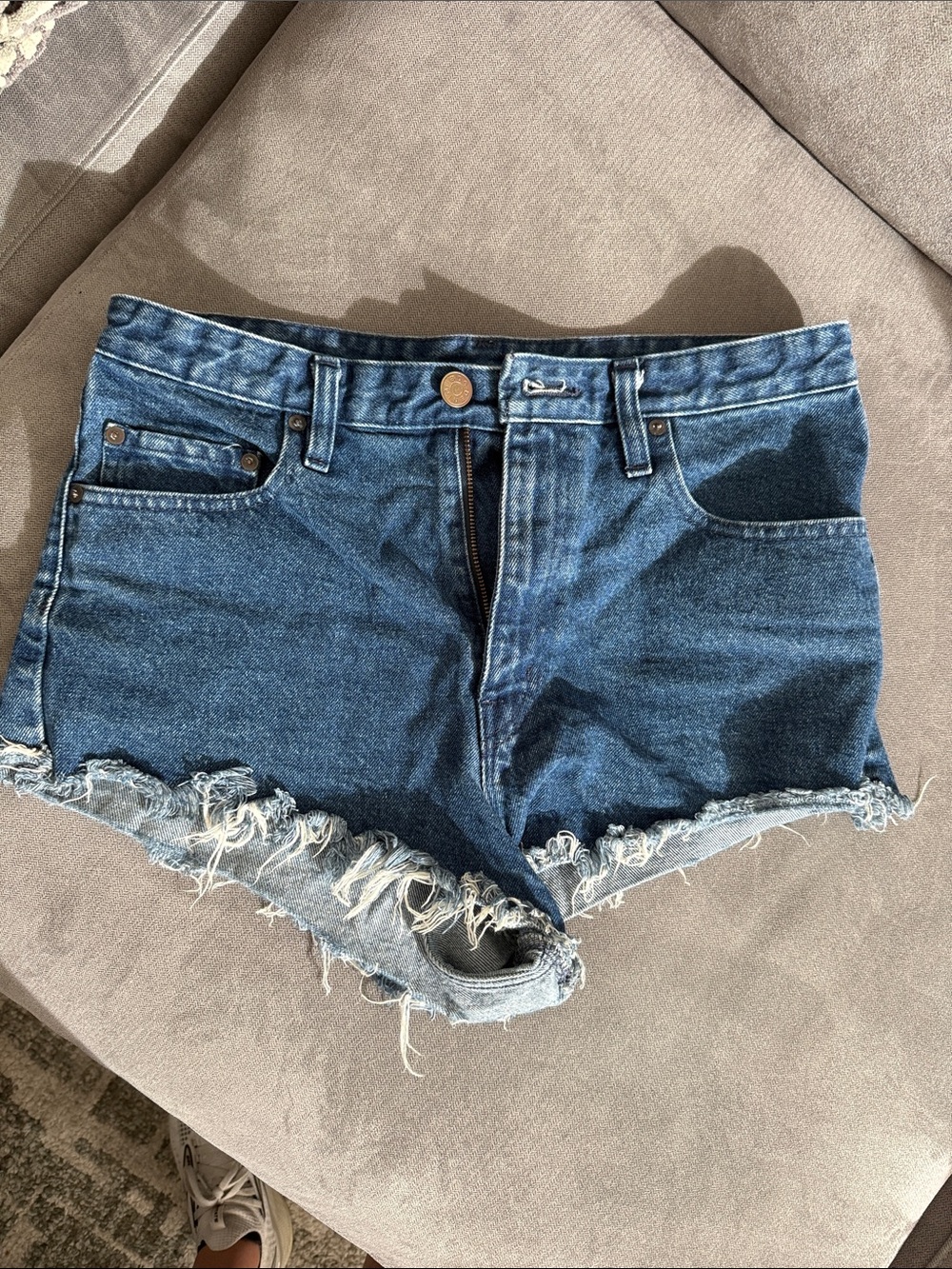 Women’s Dark Blue Distressed Denim Shorts